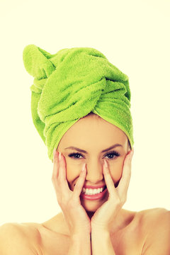 Beauty Woman With Turban Towel.