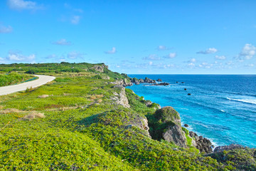真夏の東平安名崎の風景