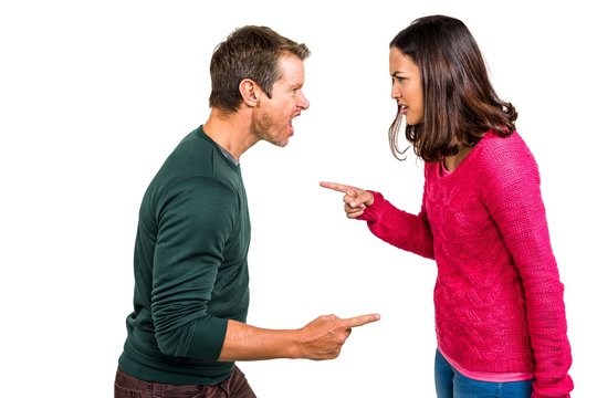 Side view of couple arguing 