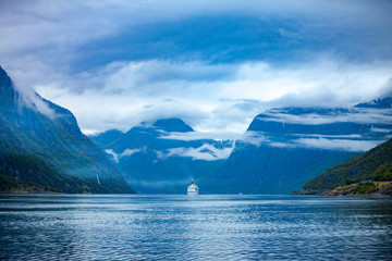 Cruise Liners On Hardanger fjorden