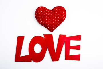 Red text font love lettering with hearts