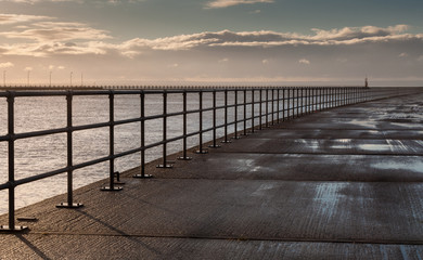 Obraz premium Safety railings on Swansea West Pier South Wales