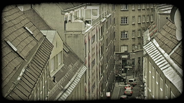 Vienna buildings and street. Vintage stylized video clip.