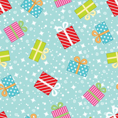 Obraz premium Seamless pattern with Christmas gift boxes