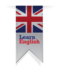 learn english banner flag sign illustration