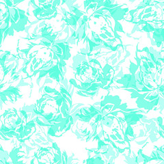 Seamless floral pattern with abstract blue roses