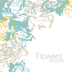 Floral frame  with pastel roses