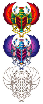 Egyptian Scarab Colorful Vector Illustration 6