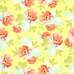 Floral seamless pattern with pink flowers