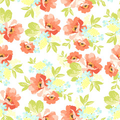 Floral seamless pattern with pink flowers