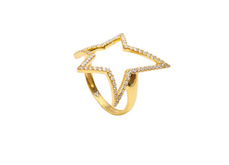 beautiful ring with diamonds isolated on white...