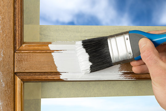 paint coating of a window with white color