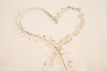 heart drawn in the sand