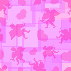 Cupids pink seamless background
