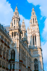 Fototapeta na wymiar City Hall (Rathaus) in Vienna, Austria