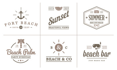 Set of Vector Beach Sea Bar Elements and Summer can be used as Logo or Icon in premium quality