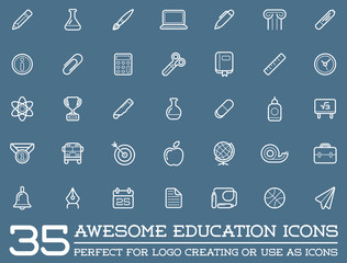Set of Vector Education Icons Illustration can be used as Logo or Icon in premium quality