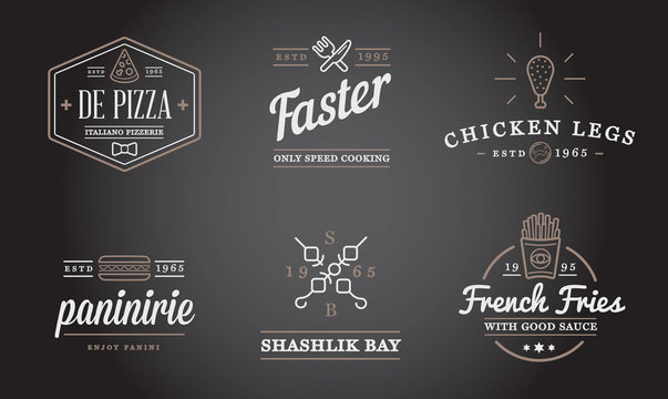 Set of Vector Fastfood Fast Food Elements Icons and Equipment as Illustration can be used as Logo or Icon in premium quality