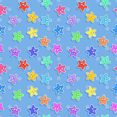 Vector Marine seamless pattern with colorful starfish. Pattern for children.