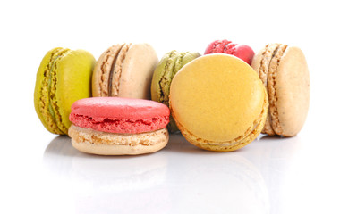 macaroons or macaron on white background.