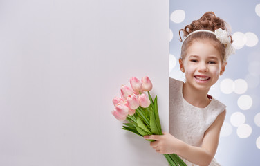 girl with white blank poster