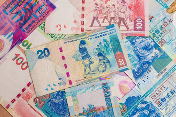 Close up of Hong Kong dollar bills