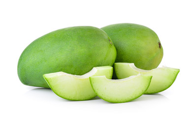 green mango on white background