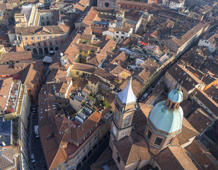 aerial view to church and street in Bologna in Italy © sergejson
