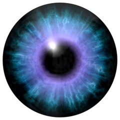 Illustration of blue eye iris, light reflection. Middle size of open eyes.