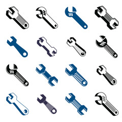 Repair instruments collection, vector 3d tools, wrenches 