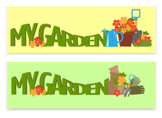 Obraz na płótnie Canvas set of gardening banner
