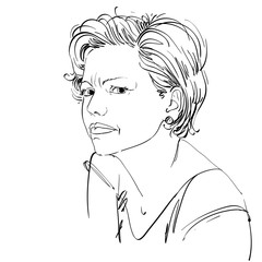 Vector portrait of attractive woman expressing doubt, illustrati