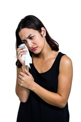 Depressed woman crying 