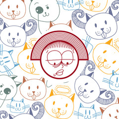 Vector graphic colorful drawing of personality face, female 