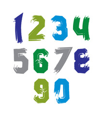 Creative handwritten colorful numbers set from 0 to 10, vector