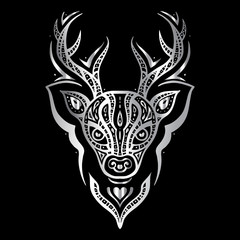 Deer head. Polynesian tattoo style