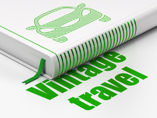 Tourism concept: book Car, Vintage Travel on white background