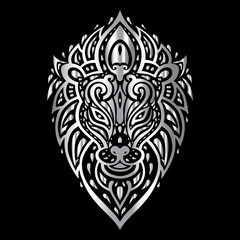 Lions head. Tribal pattern.