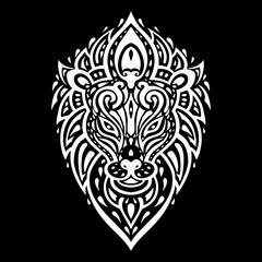 Obraz premium Lions head. Tribal pattern.