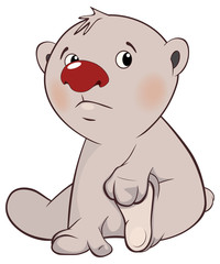 A cute white polar bear cub cartoon