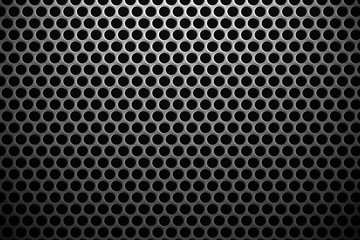 Black iron speaker grid texture. Industrial background.
