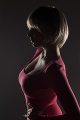 Fototapeta premium profile silhouette of a blonde with big breasts