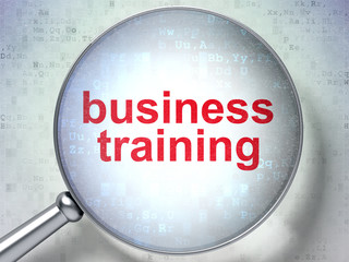 Studying concept: Business Training with optical glass
