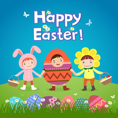 Obraz na płótnie Canvas Cute children wearing Easter theme costumes