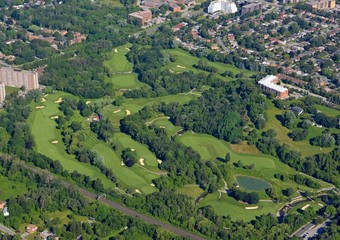 Fototapeta na wymiar Aerial view of a gold Course in Scarborough, Ontario Canada