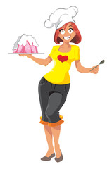 vector cook girl