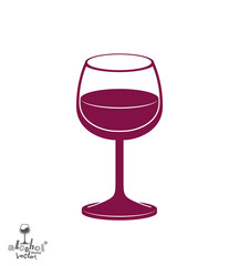 Classic vector goblet half full with wine, stylish alcohol theme