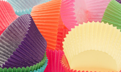 Colourful paper baking cases.