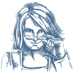 Vector drawing of sexy business woman with stylish haircut