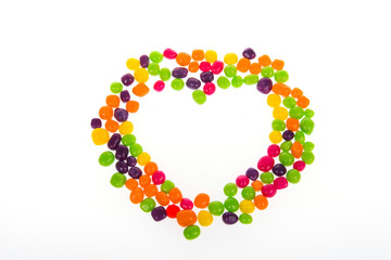 Declaration of love in a heart made of sweets